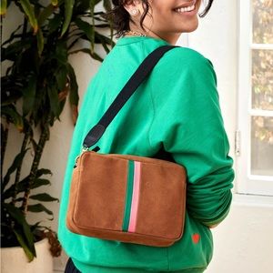 Clare V. Marisol Cognac Perforated Midi Sac